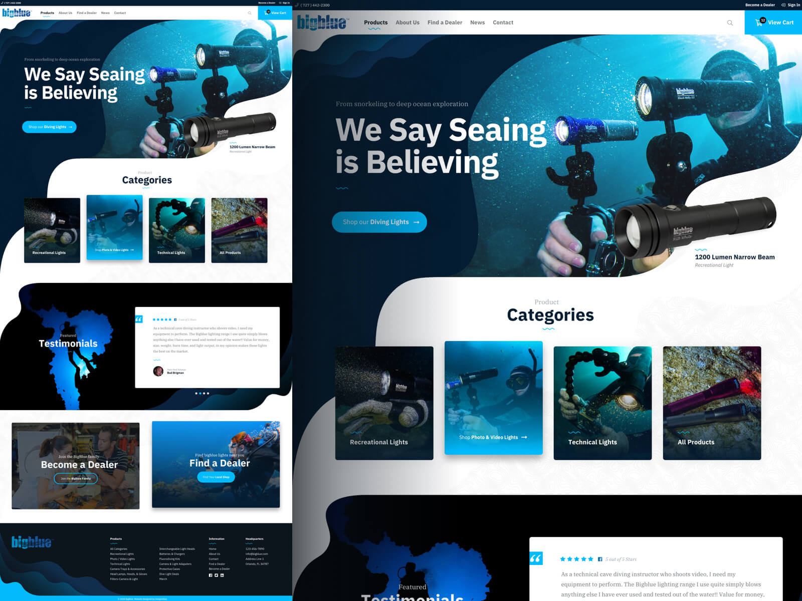 big_blue_dive_lights_dribbble_4x "Bigblue" diving light company website on the left and a cropped, more detailed view on the right.