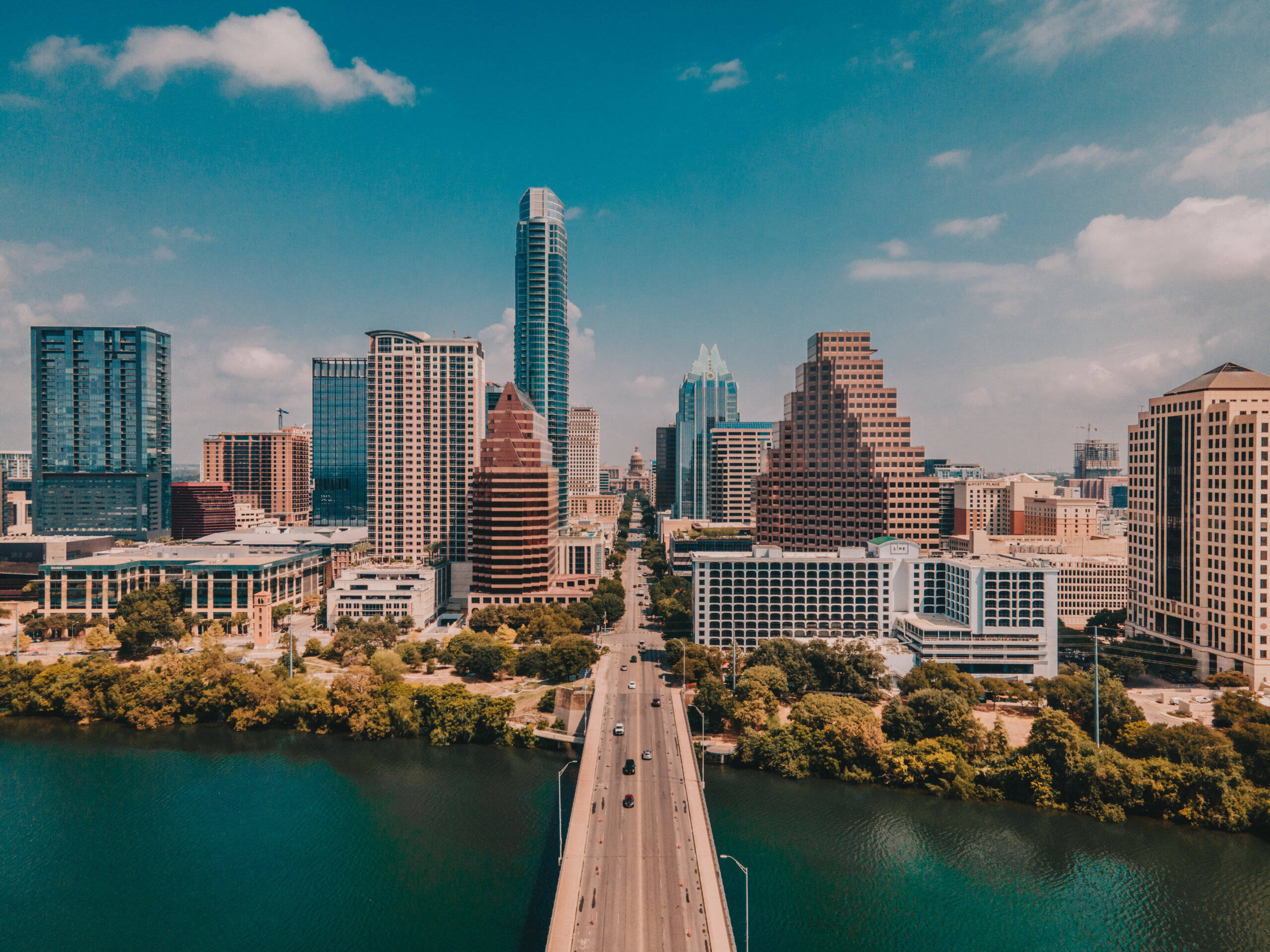 Aerial view of Austin, Texas skyline.
