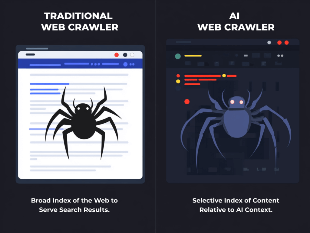 Traditional web crawler VS AI web crawler