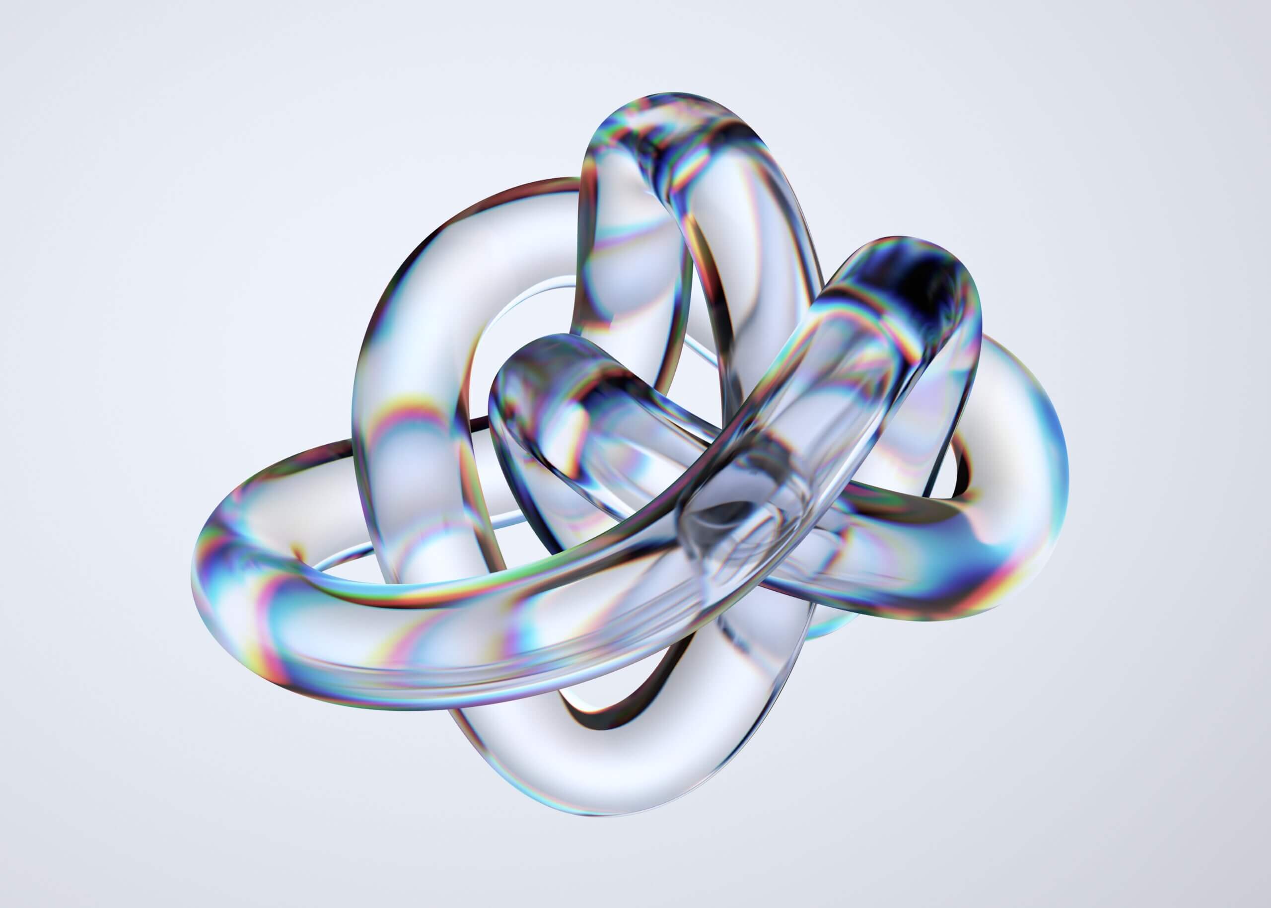 Abstract glass shape on light background, 3d render