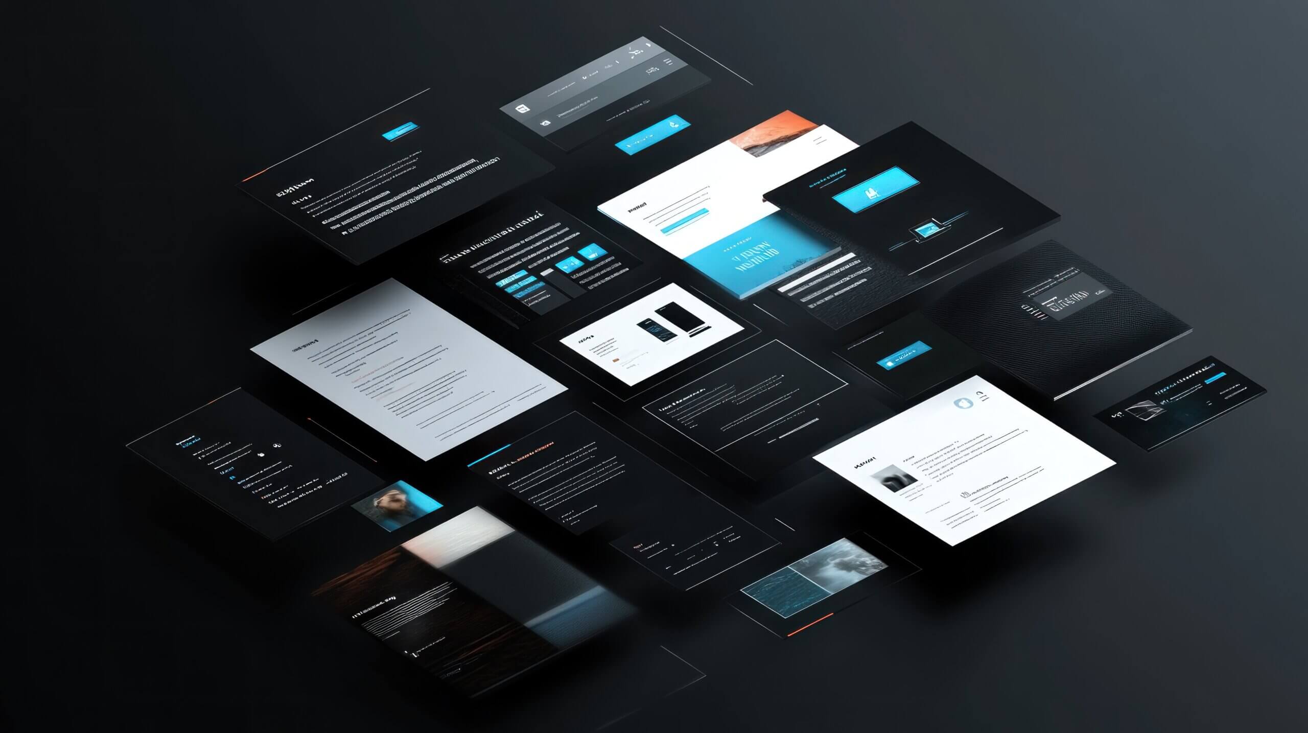 A 3D design illustration of a website homepage, featuring floating content sections, minimalist design elements, and interactive buttons, creating a modern and clean user interface.