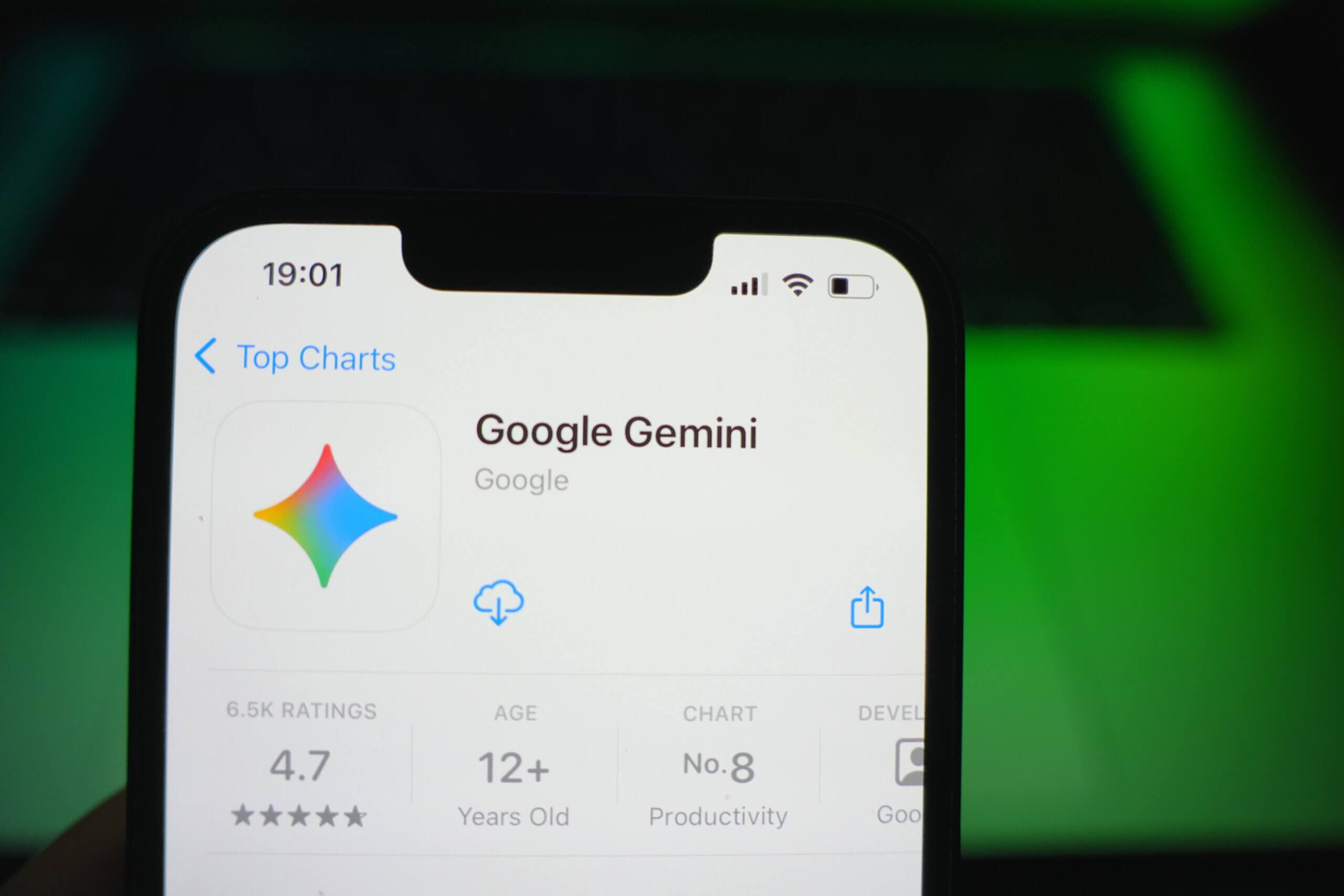 Roosendaal, The Netherlands - August 09, 2025: A smartphone displaying the logo of Google Gemini in the App Store.