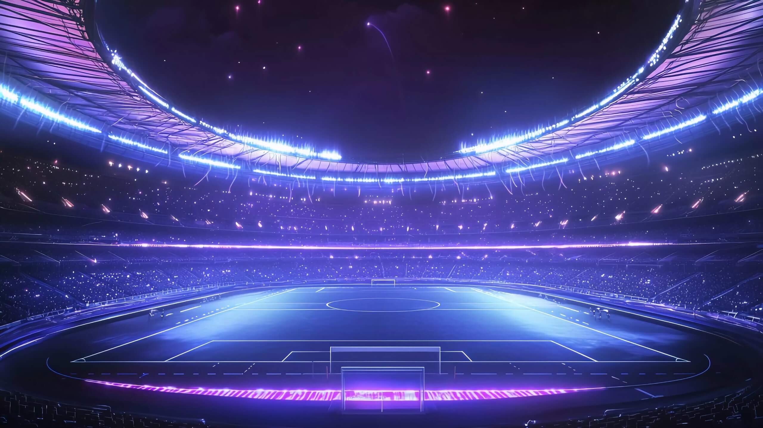 Full night football arena in nice lights