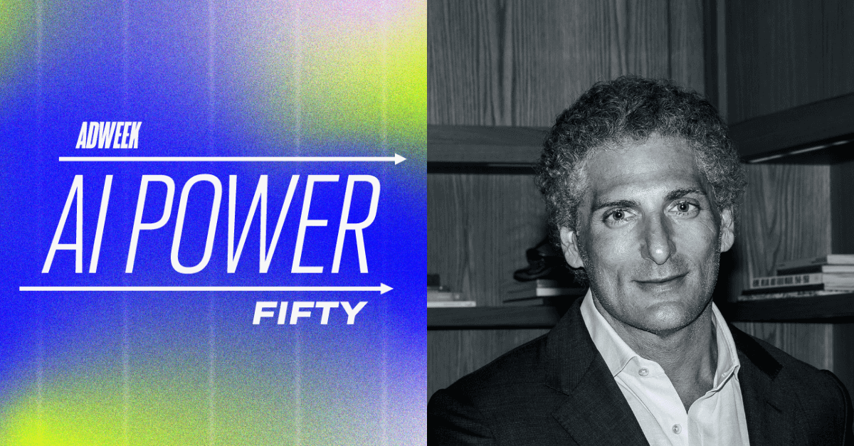 Adweek AI Power 50 logo and headshot of Jeffrey Herzog.