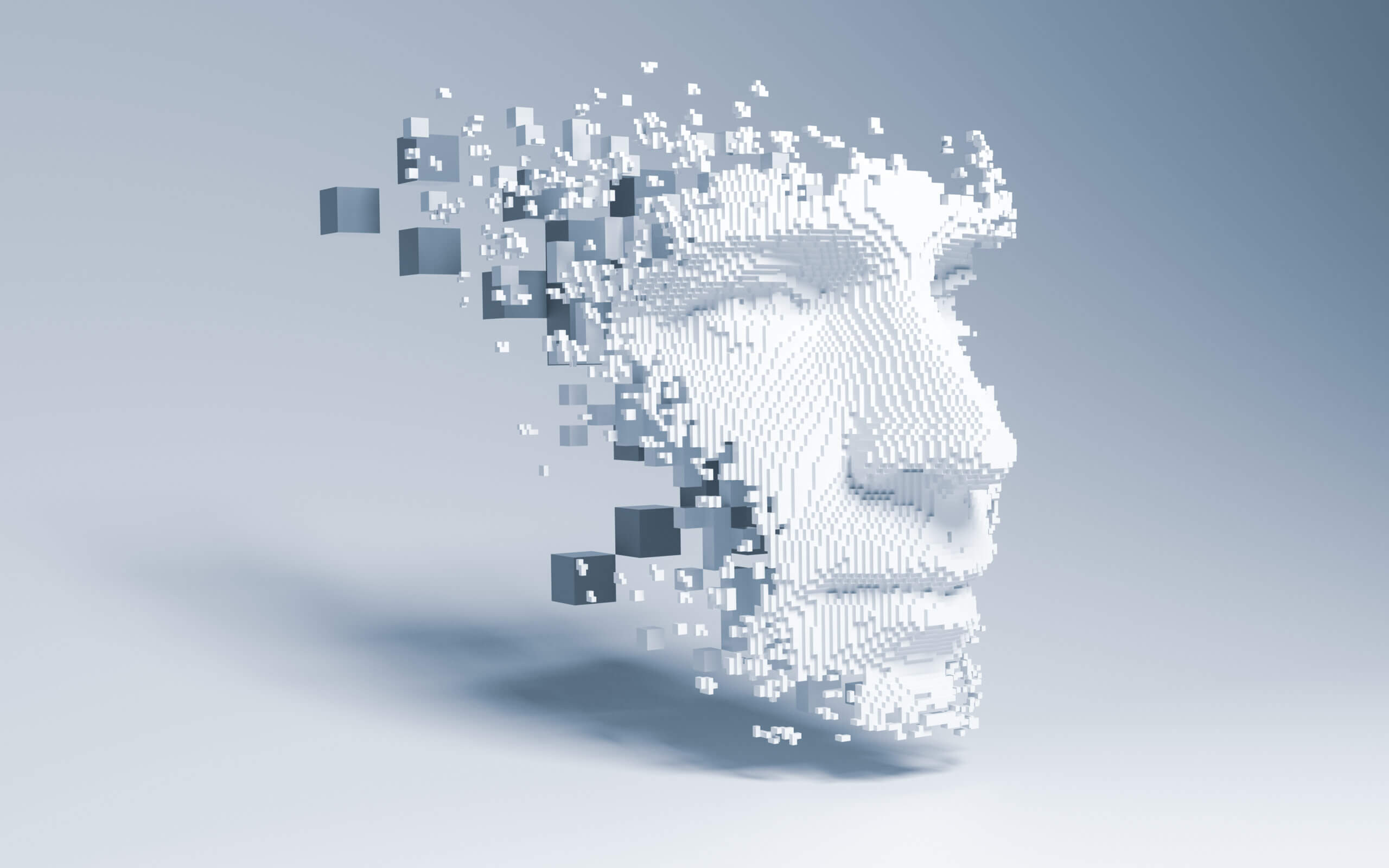 Abstract digital human face. Artificial intelligence concept of